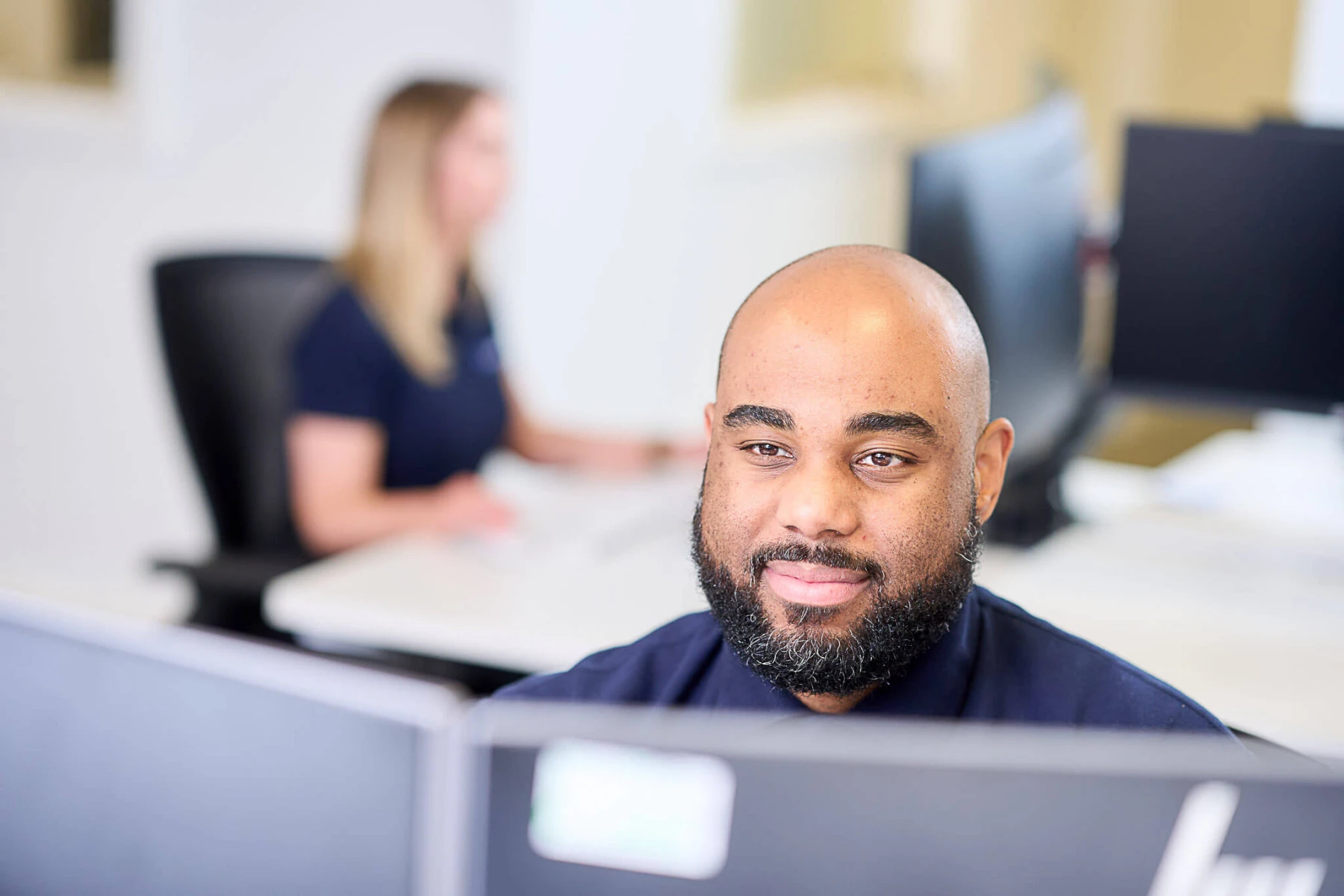 Dan working on bespoke software at Techcare