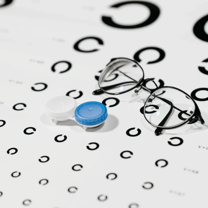 Opticians Letter Chart and Glasses