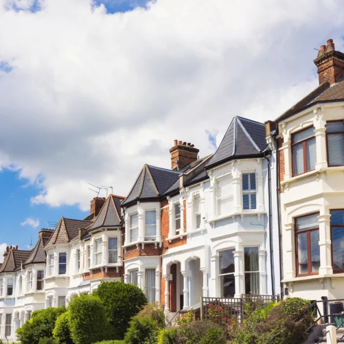 A row of British Victorian houses