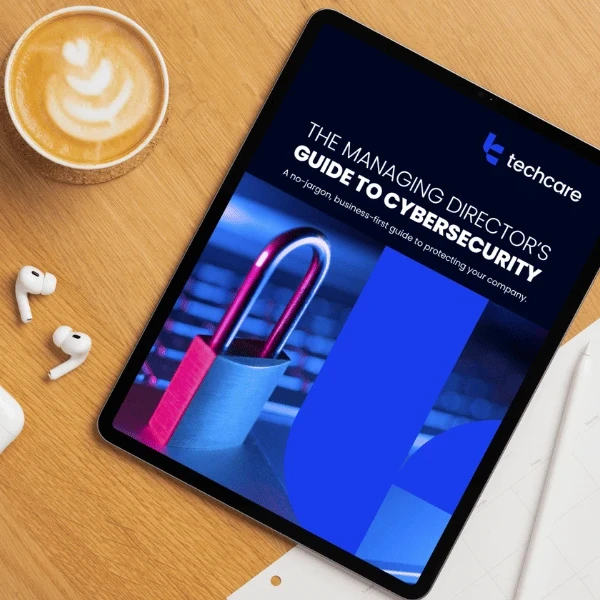 Managing Directors Guide to Cybersecurity on an iPad on a next with AirPops and a coffee